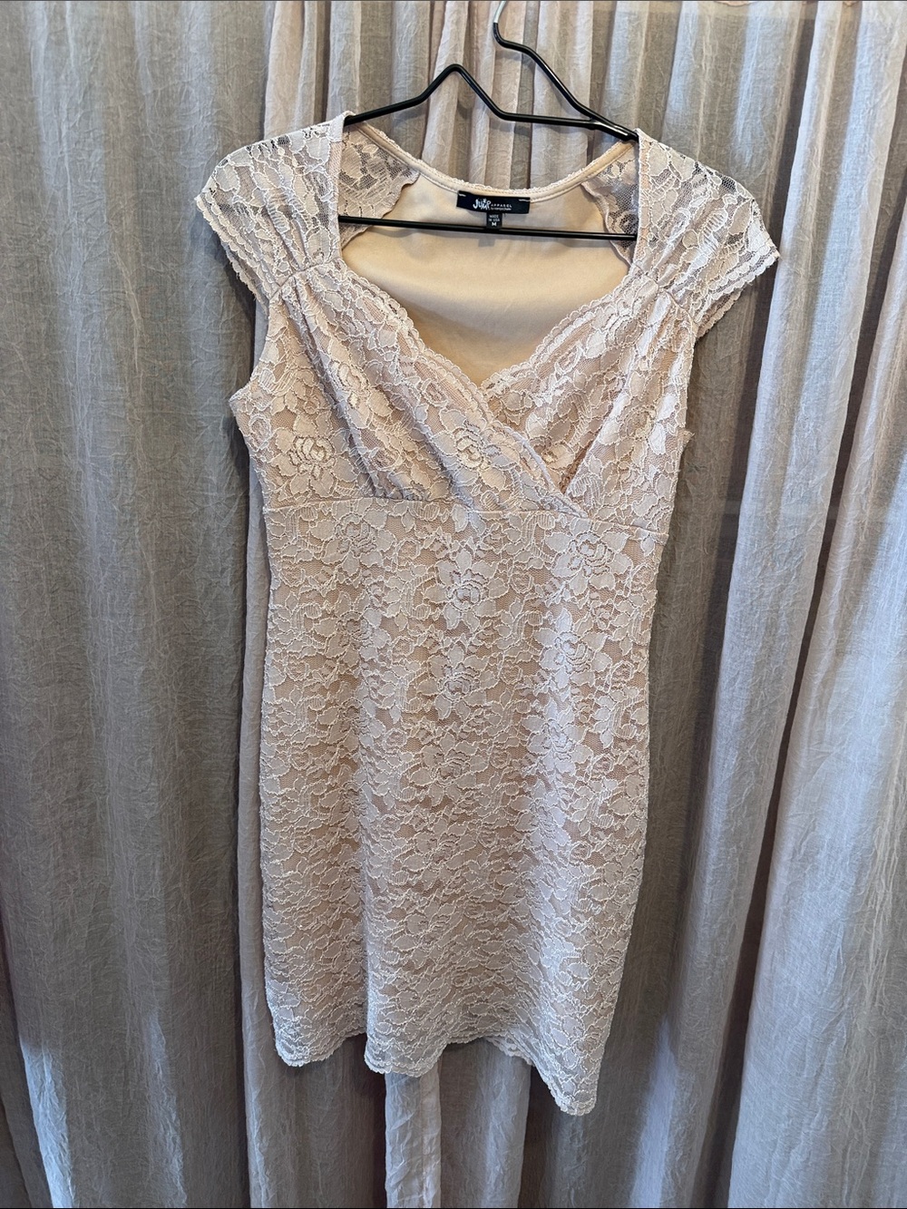 Jump Cream Lace Wrap-Style Mini Dress